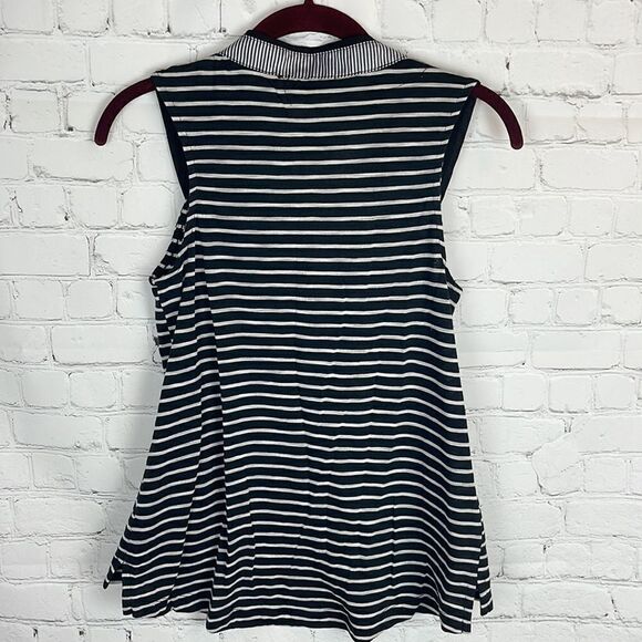 Anthropologie Little Yellow Button Osten Tank Top Striped Black Bib - Picture 3 of 4